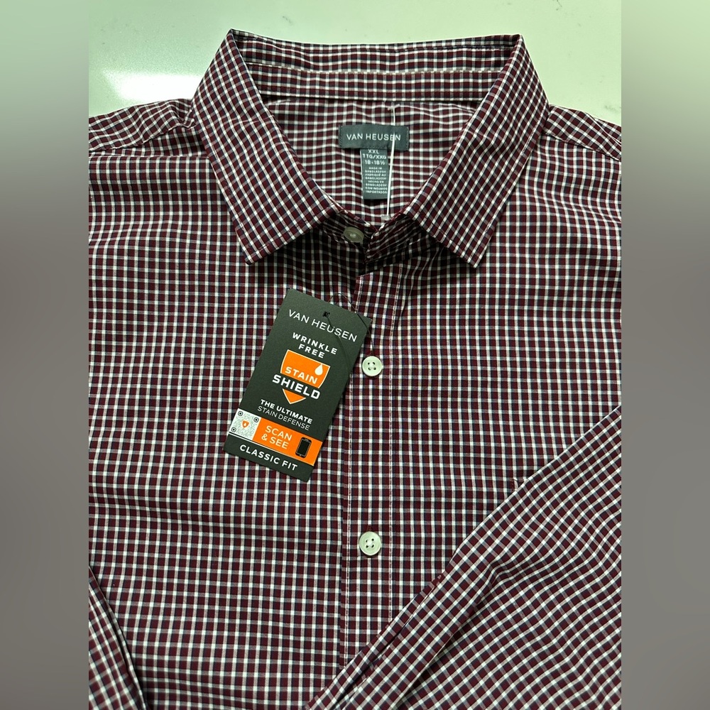 Van Heusen Men's Casual Checkered Shirt - Burgundy